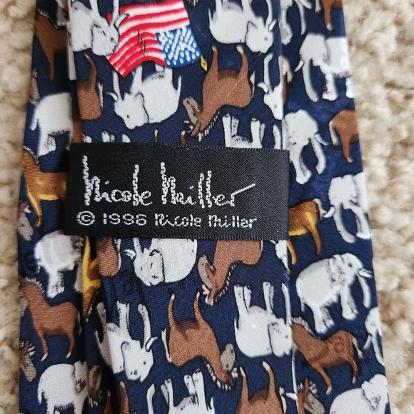 Vintage 1996 Nicole Miller Silk Political Tie - Picture 3 of 4